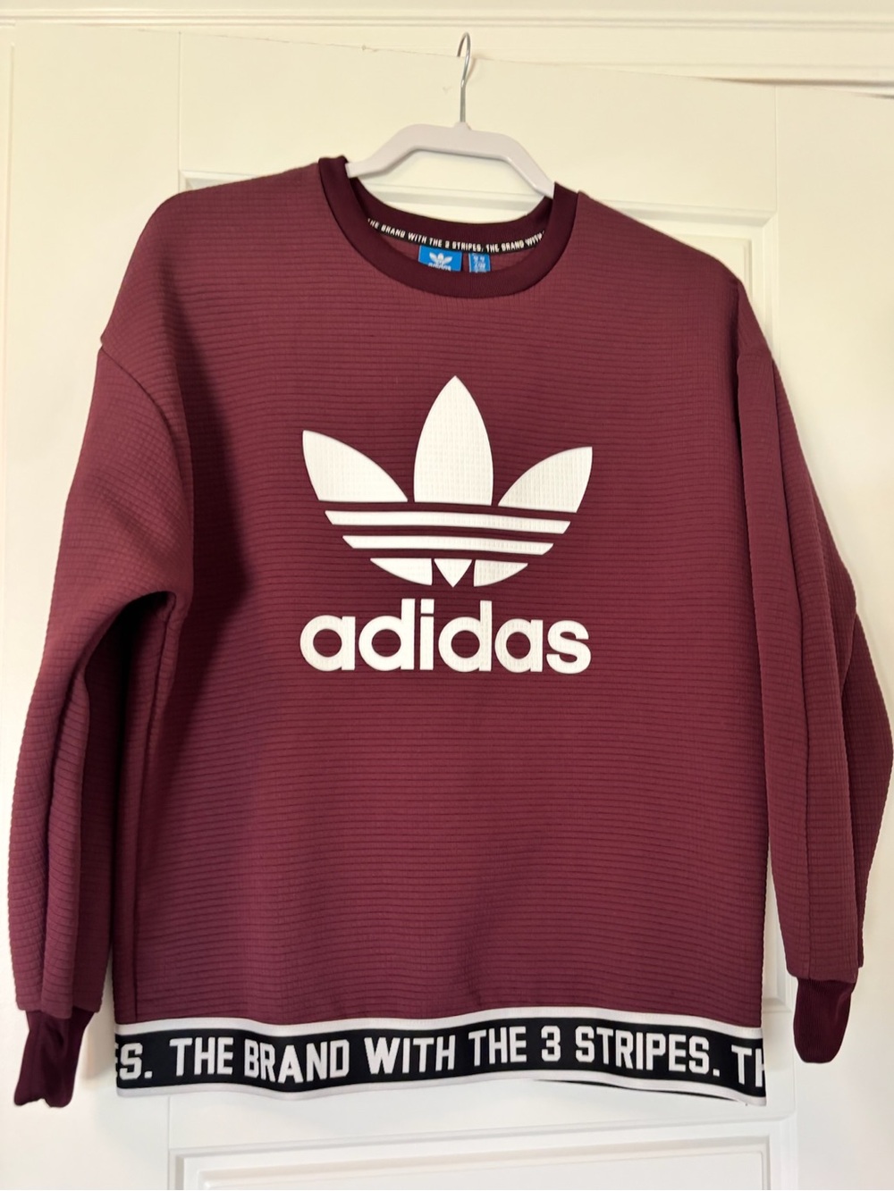 adidas Maroon Crewneck Sweatshirt with White Trefoil